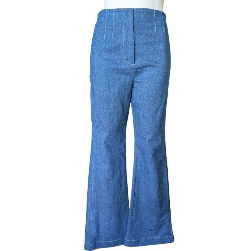 Jason‎ Wu Womens Blue High Rise Wide Leg Denim Trousers Side Slit Jeans Size 8